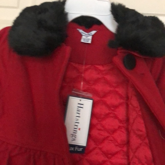 NWT Hartstrings faux fur red wool coat 6X - Picture 8 of 9